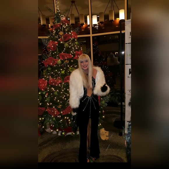 Custom-made Halter Crystal Embellished Bodycon Sexy Cocktail Dress, size M/L - Picture 11 of 12